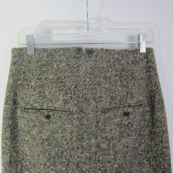 Vtg Rugby Ralph Lauren Women 8 Black Ivory Tweed Wool Pencil Skirt Front Zip 29" - Picture 9 of 10